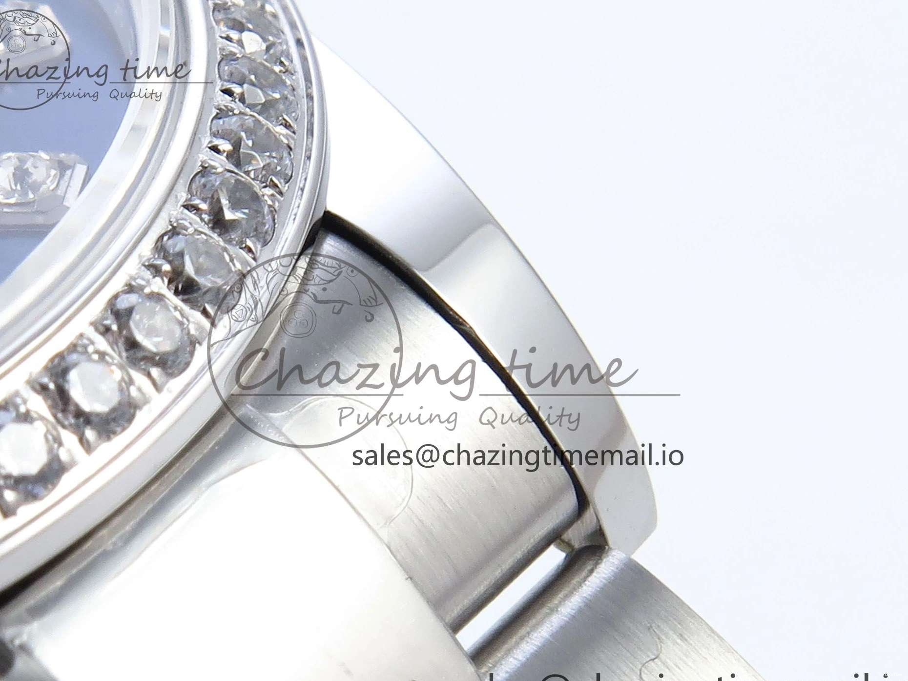 MiroTime 0421 TravelReady DateJust 31 278384RBR ARF 1:1 Best Edition 904L Steel Blue Diamonds Dial Diamonds Bezel on SS Oyster Bracelet ETA 434